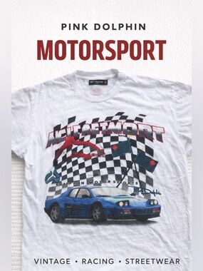 Pink Dolphin Motorsport Graphic Tee Men’s L Vintage Racing Streetwear